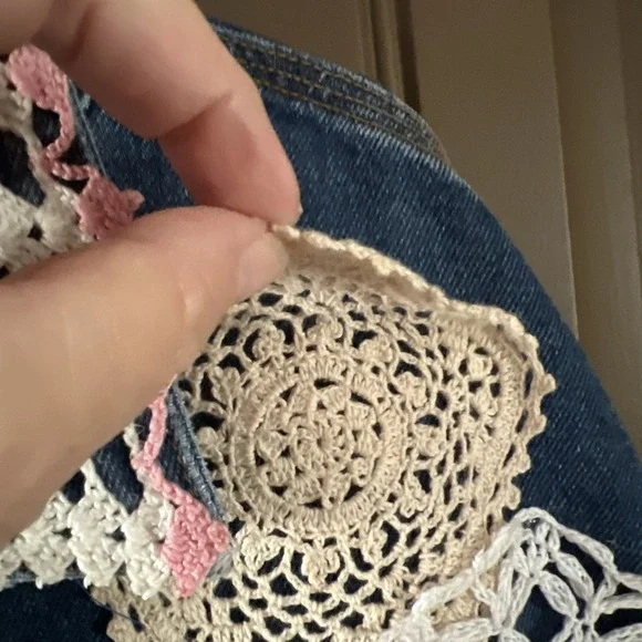 Reworked Upcycled Women's Denim Jacket Boho Bohemian Casual Size XXL Plus Size - Picture 7 of 10